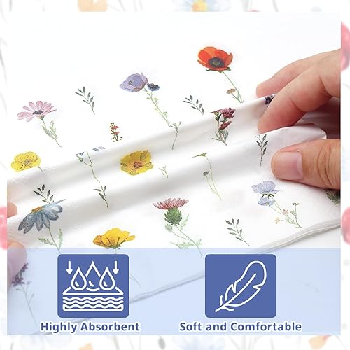 Miniatura 4 de 40 piezas de platos y servilletas de flores silvestres, suministros de fiesta, juego de vajilla desechable floral de flores silvestres para