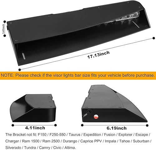 Miniatura 5 de ASPL Barra de luces para visera de 2 a 15 LED, 29 patrones de destello, interior superior del parabrisas superior, montaje dividido, advertencia de