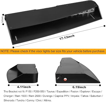 ASPL Visor lights bar 2-15 LED 29 Flash Patterns Interior Upper Windshield Split Mount Emergency Hazard Warning Strobe Light Bar Take Down Light Kit (Amber/White)