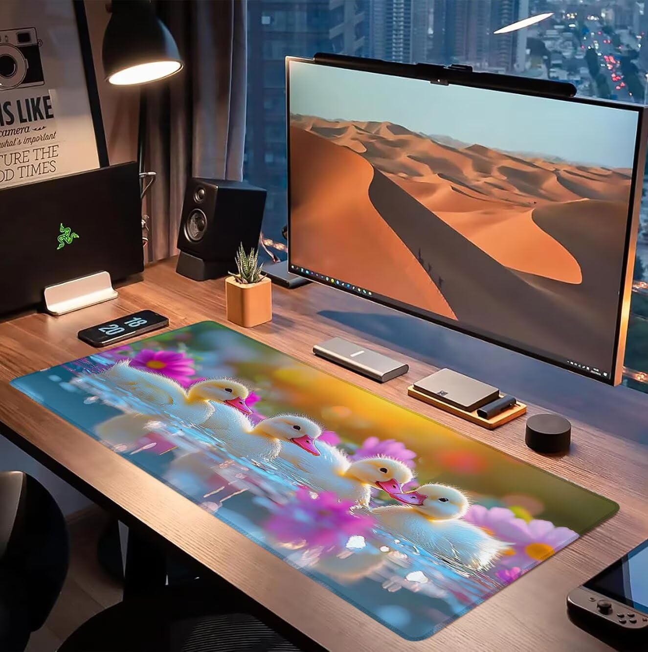 Mauspad XXL 1200 x 600 mm Schreibtischunterlage Gaming Mousepad Wasserdicht und Rutschfester Gummi Verbessert Präzision und Geschwindigkeit Mousepad Geschenke für Männer Bürobedarf (Ente Tier) B0J-379
