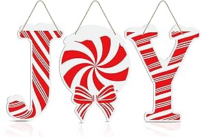 Joy Letter Christmas Signs Outdoor, 3 Pieces Rustic Xmas Yard Stakes