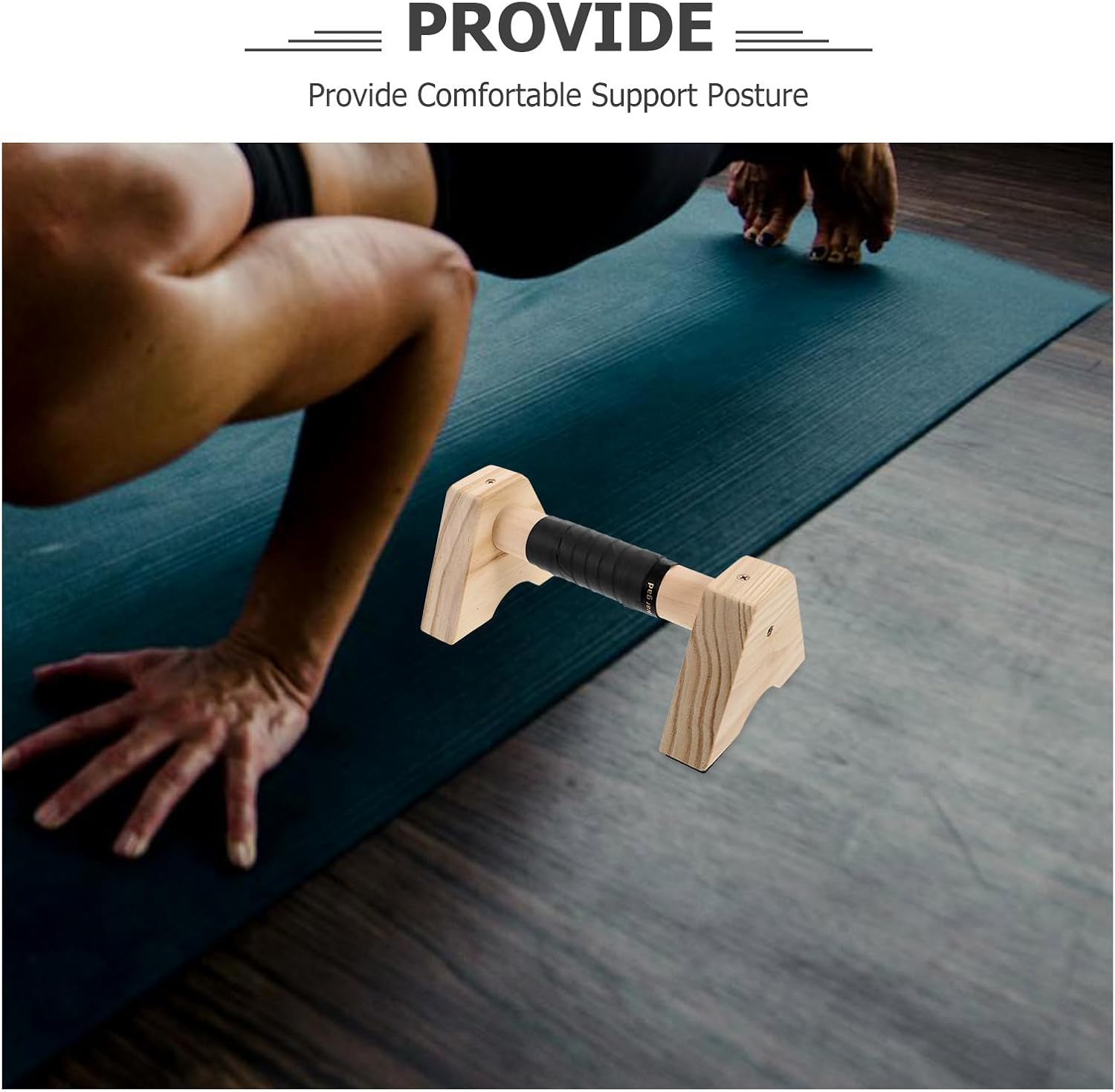 Wood Push up Bars Pushup Brackets Beech Wood Non-slip Parallettes 30cm Exercise Handles for Men and Women Home Calisthenics Strength Training Equipment