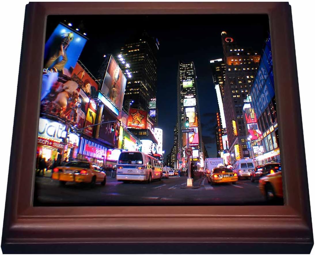 3dRose New York City Times Square-Trivet with Ceramic Tile, 8" x 8", Brown