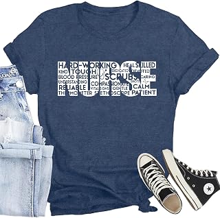 Womens Nurse Shirt Nurse Life Letter Print Short Sleeve Register Nurse Gift Inspirational Tee
