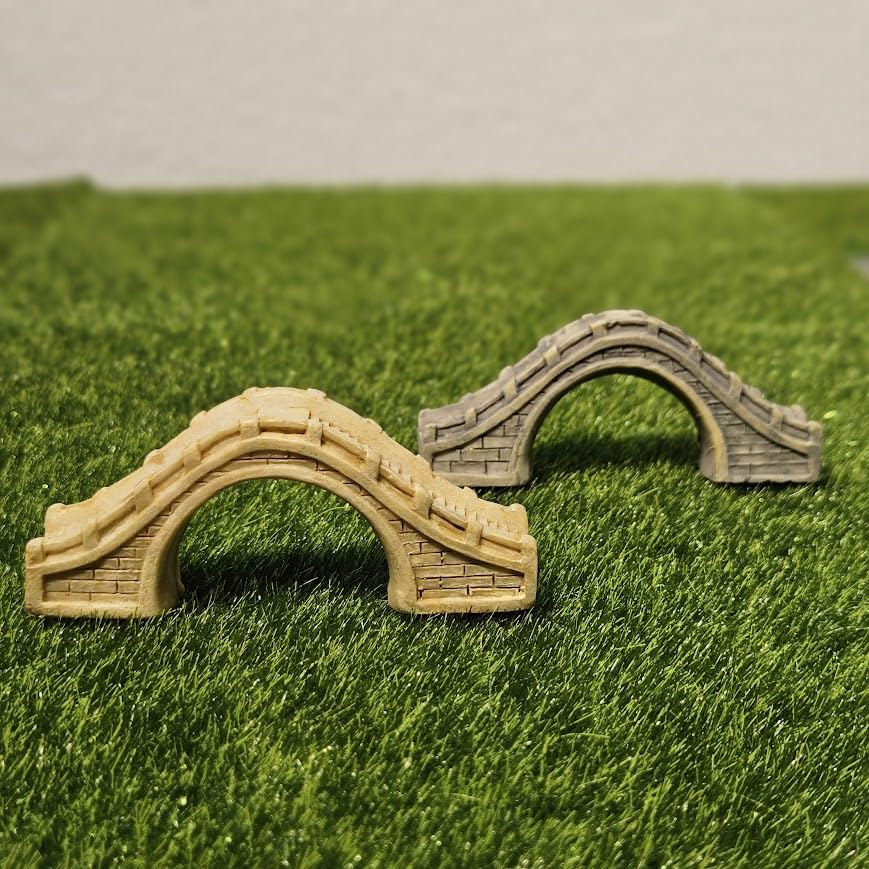 Image of Miniature Resin Bridge Set of 2 for Fairy Garden, Terrarium & Dollhouse, Mini Garden Bridge Decoration for Bonsai, Succulent Pot, DIY Craft & Gift