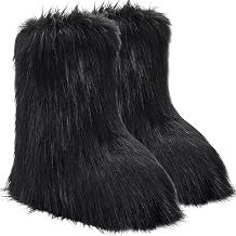 Furry Kids Fur Boots, Faux Fur Warm Snow Boots,Mid-Calf Flat