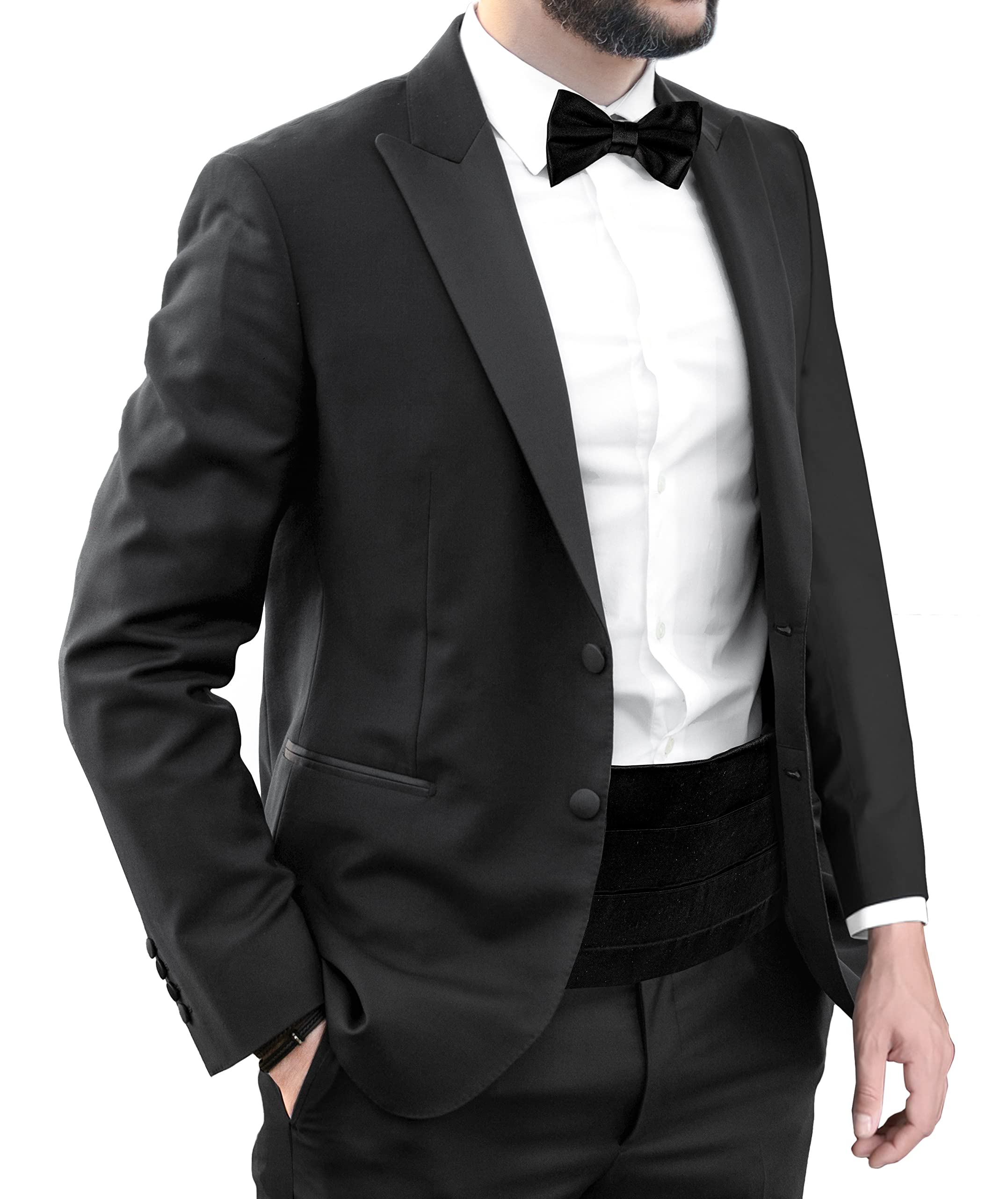 Set Kummerbund und Geknotete Fliege aus Samt, Einfarbig, Verstellbar, Made in Italy, Herren