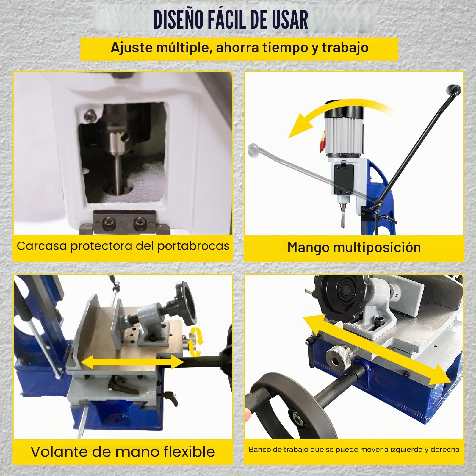 VEVOR Máquina Embutidora con Banco de Trabajo Móvil para Trabajo de La Madera Perfecta para La Realización de Tenones Cuadrados Utilizar para Procesar Productos de Madera y Materiales Metálico