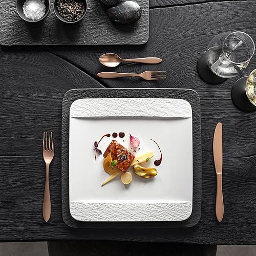 Miniatura 9 de Villeroy & Boch Manufacture Rock Blanc - Plato rectangular para carne, pescado y verduras, porcelana premium, 35X18X1,5CM