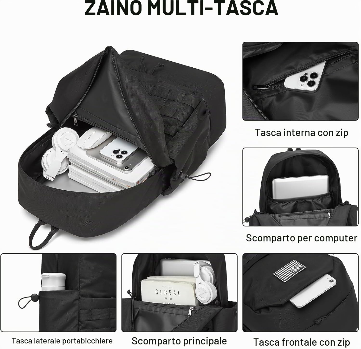 seyfocnia Zaino da palestra da uomo, zaino da viaggio impermeabile con scomparto per scarpe, leggero, borsa sportiva da palestra