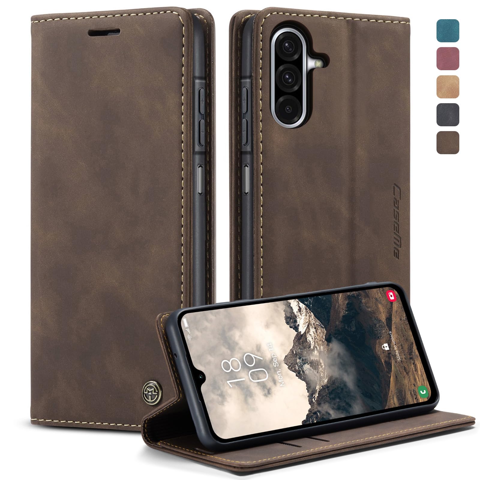 owlhold hülle für iPhone 16/17 Premium Weiches Vintage-Nubukleder klapphülle