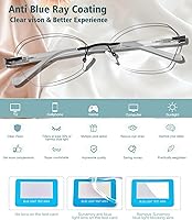 Vista 6 de Multifocus Gafas de lectura para mujer, progresivas, multifocales, sin marco, sin línea, lector bifocal, luz azul, diseño de computadora, lentes