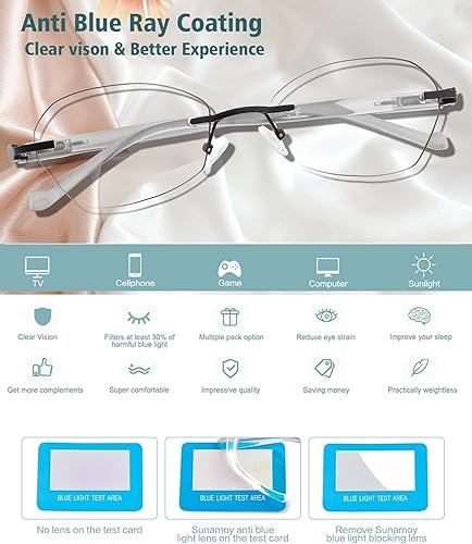 Miniatura 6 de SUNAMOY Lentes de lectura multifocal multifocales progresivos sin línea bifocal sin llanta lector luz azul lentes para computadora