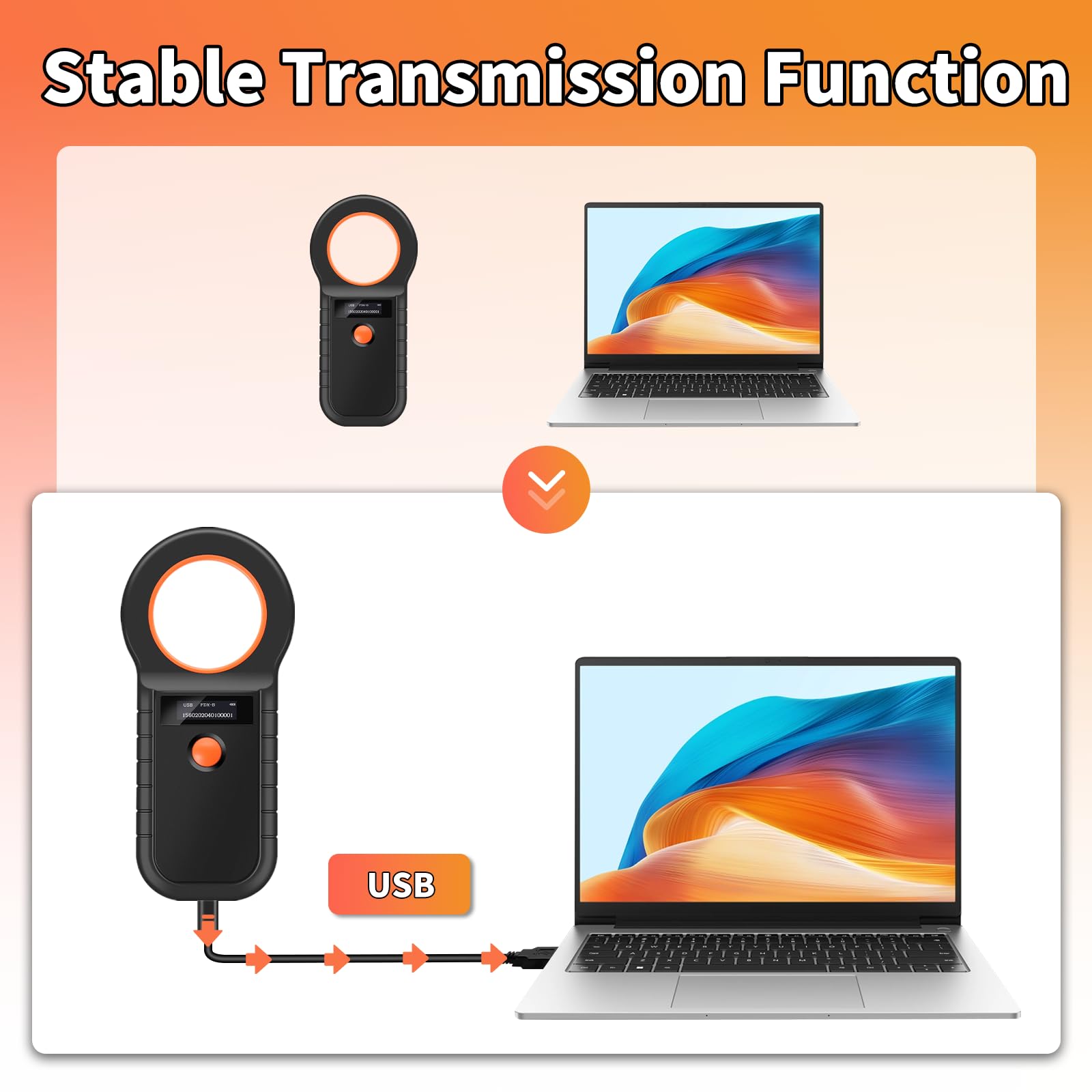 Lecteur de Puces OLED pour Chiens/Chats, Scanner de Micropuces pour Animaux de Compagnie, Lecteur de Puces USB pour Animaux de Compagnie Rechargeable pour EMID/FDX - B (ISO 11784/11785)