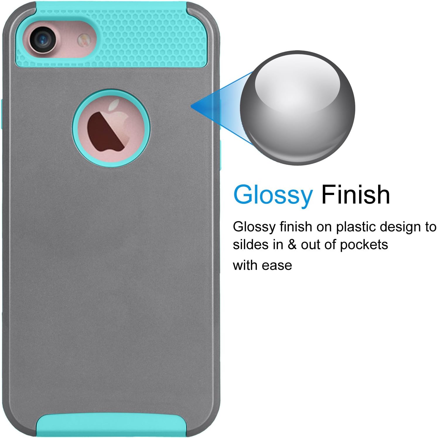 Tekcoo iPhone 6S Case, (TM) iPhone 6 / 6S (4.7 INCH) [Shock Absorbing] [Scratch Proof] Hybrid Impact Defender Slim Hard Case Cover Plastic Shell Outer +TPU Rubber Silicone Inner [Gray/Turquoise]