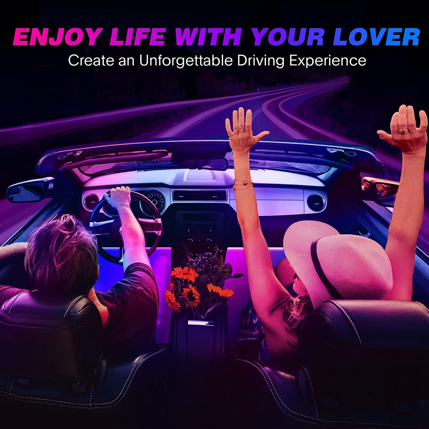 Sanwo Cars Interior Lights Inside Your Car LED Lights Interior, Music Sync App Smart Segmented Control Dynamic Dream Color Chasing Super Bright for Cars Trucks SUV