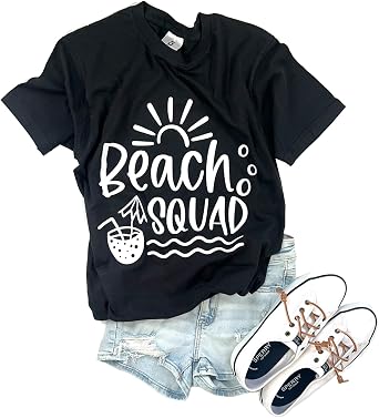 Summer Graphic Tees for Women Beach Sun Salt Sand Casual Vacation T-Shirt