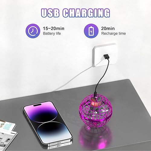 Miniatura 14 de Juguetes de orbe de bola voladora, juguete volador con forma de globo mágico Boomerang Spinner Controlador de mano, mini dron para niños y adultos