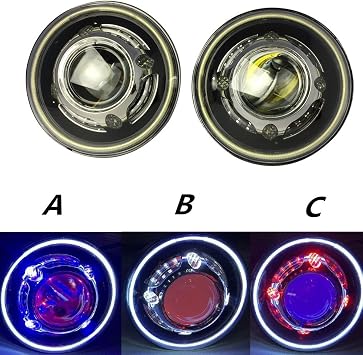 7 Inch 35W Round LED Projectors Headlights with LED Halos Ring for Wrangler JK 2007-2017239White