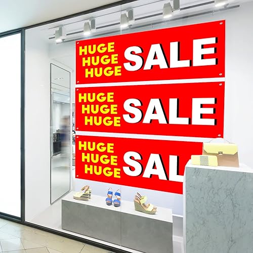 Miniatura 4 de Cartel de venta enorme extra grande, 96.5 x 37.4 pulgadas, duradero, enorme venta con cuerda, poliéster  Vinilo resistente de una cara con ojales de