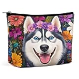 CASOWAT Husky Dog Cosmetic Bag for Women Large Capacity Makeup Bag Portable Travel Toiletry Pouch Accessories Organizer