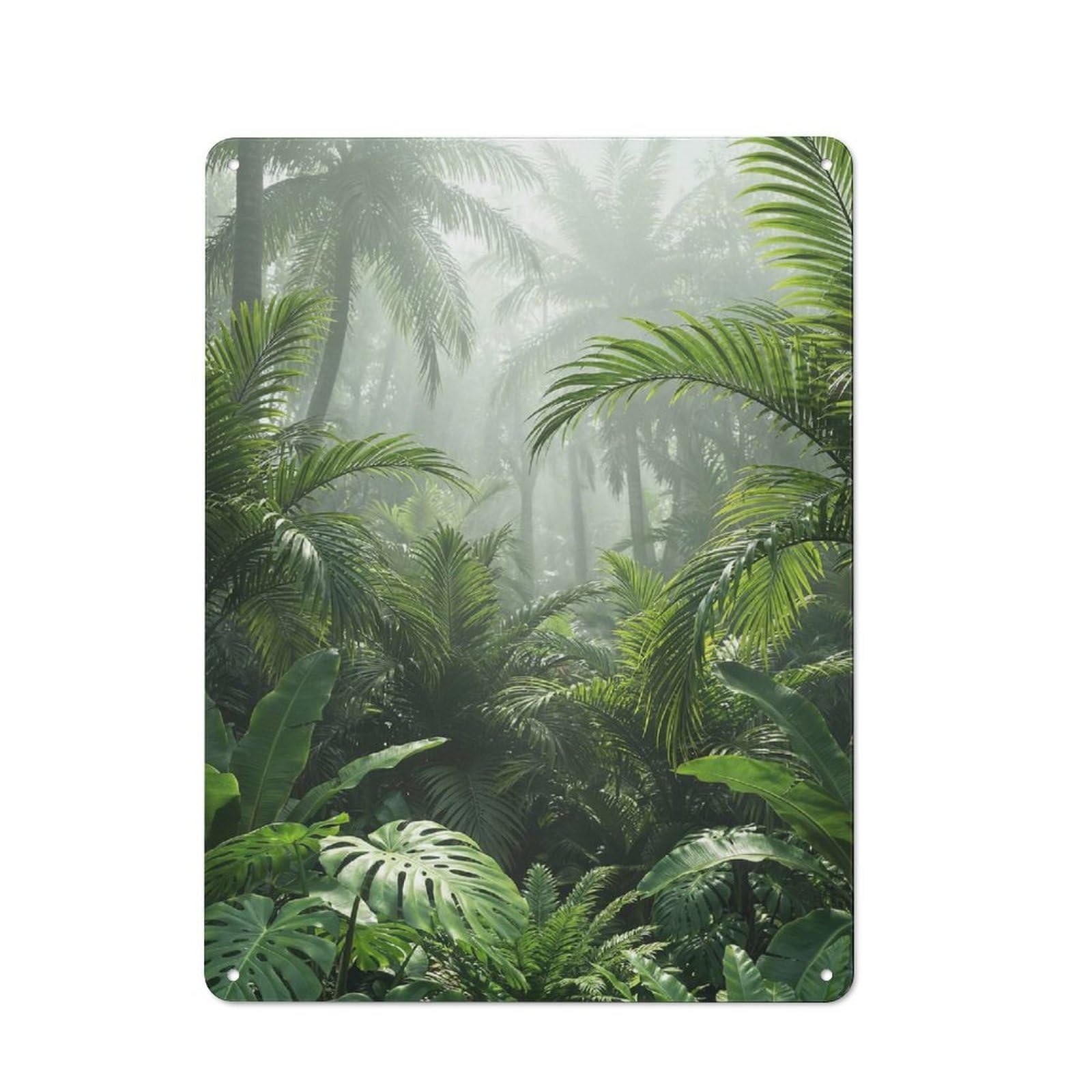 Junmoney Style-24 40X30cm Vintage Tin Sign With Lush Tropical Rainforest Scene For Hobby Room Or Studio, For Winter Interiors And Metal Sign Collectors