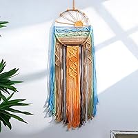 Artilady Sunset Dream Catcher Macrame Wall Hanging - Large Boho Sun Tapestry Wall Art for Bedroom Nursery Living Room Decor