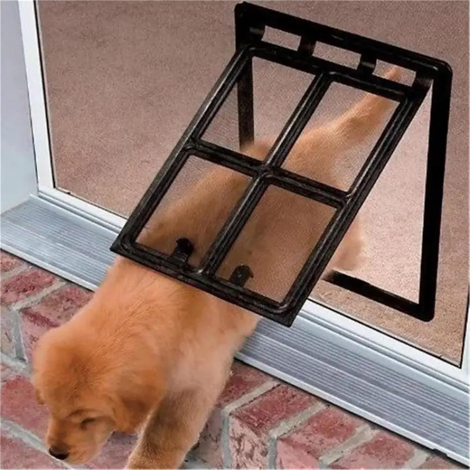 JvFbjLF Pet Door With Fly Screen: Safety Flap Door And Tunnel-style Enclosure Passage(Schwarz)