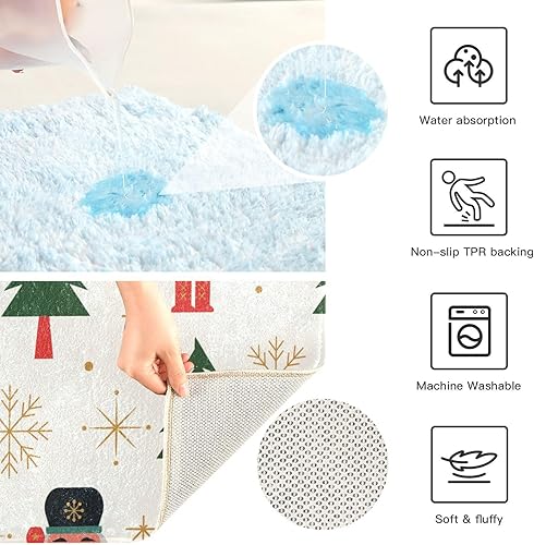 Miniatura 5 de Juego de alfombras de baño de árbol de cascanueces de Navidad, tapete de baño antideslizante, tapete de baño, alfombras de baño suaves para sala de