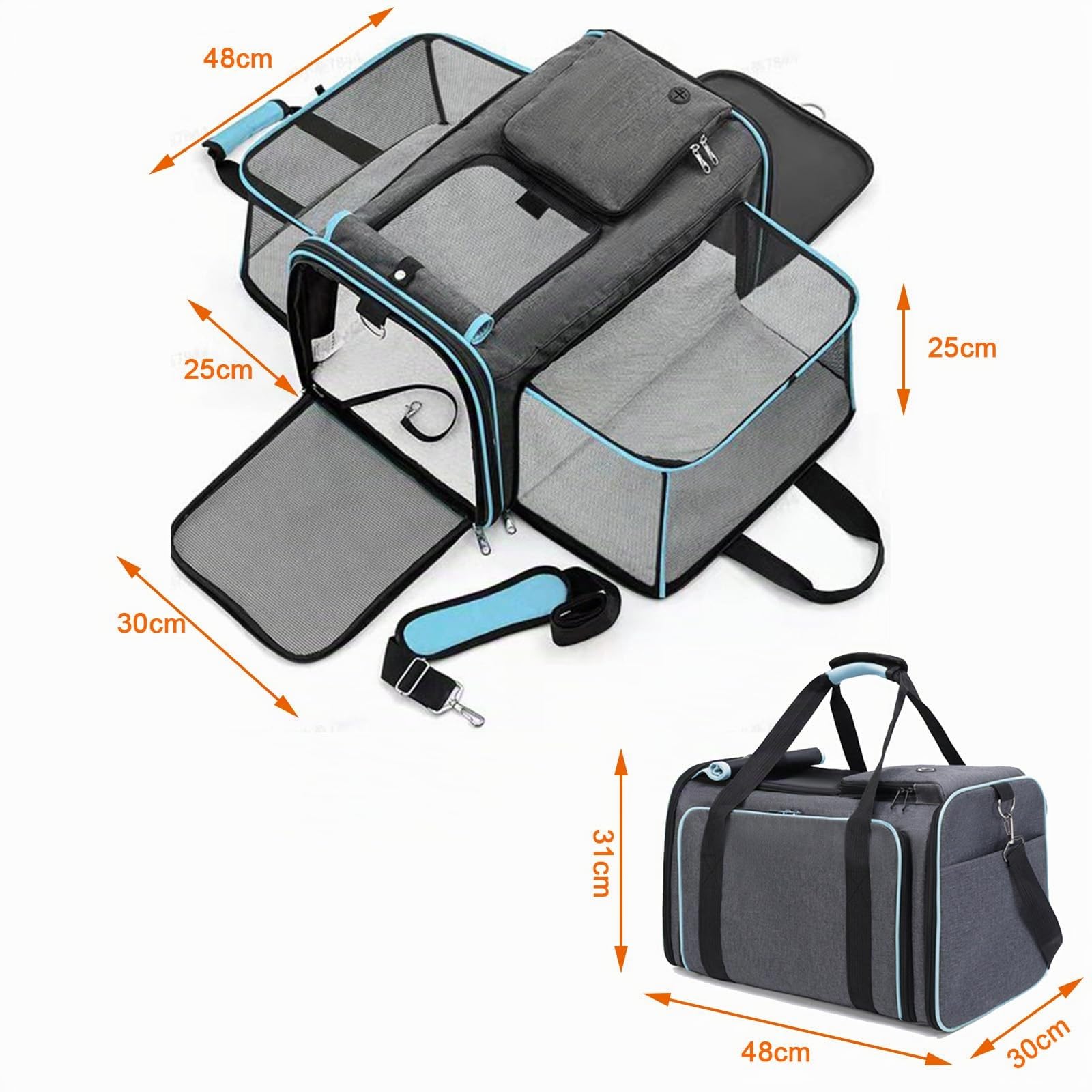 Boîte de transport pliable pour chat - Sac de transport - Avion, voiture, voyage - Respirant - Pour chat et petits chiens