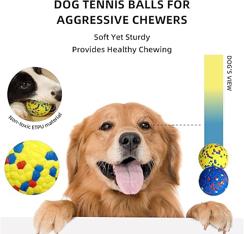 Miniatura 3 de Paquete de 4 pelotas para perros E-TPU, pelotas de tenis indestructibles de 3.15 pulgadas para perros, juguetes duraderos para perros masticadores