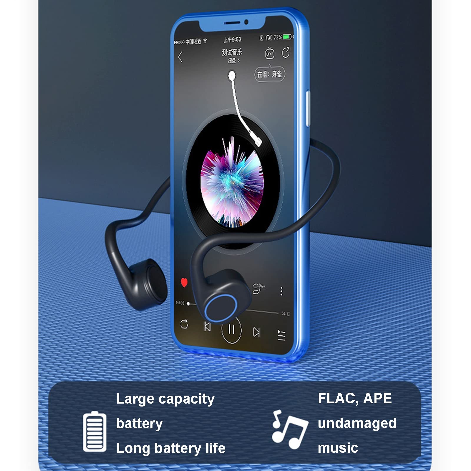 Bezprzewodowe słuchawki Bluetooth 8 GB Odtwarzacz MP3 wiszący do biegania, jazdy na rowerze, siłowni, treningu - Pełna kontrola klawiszy dotykowych