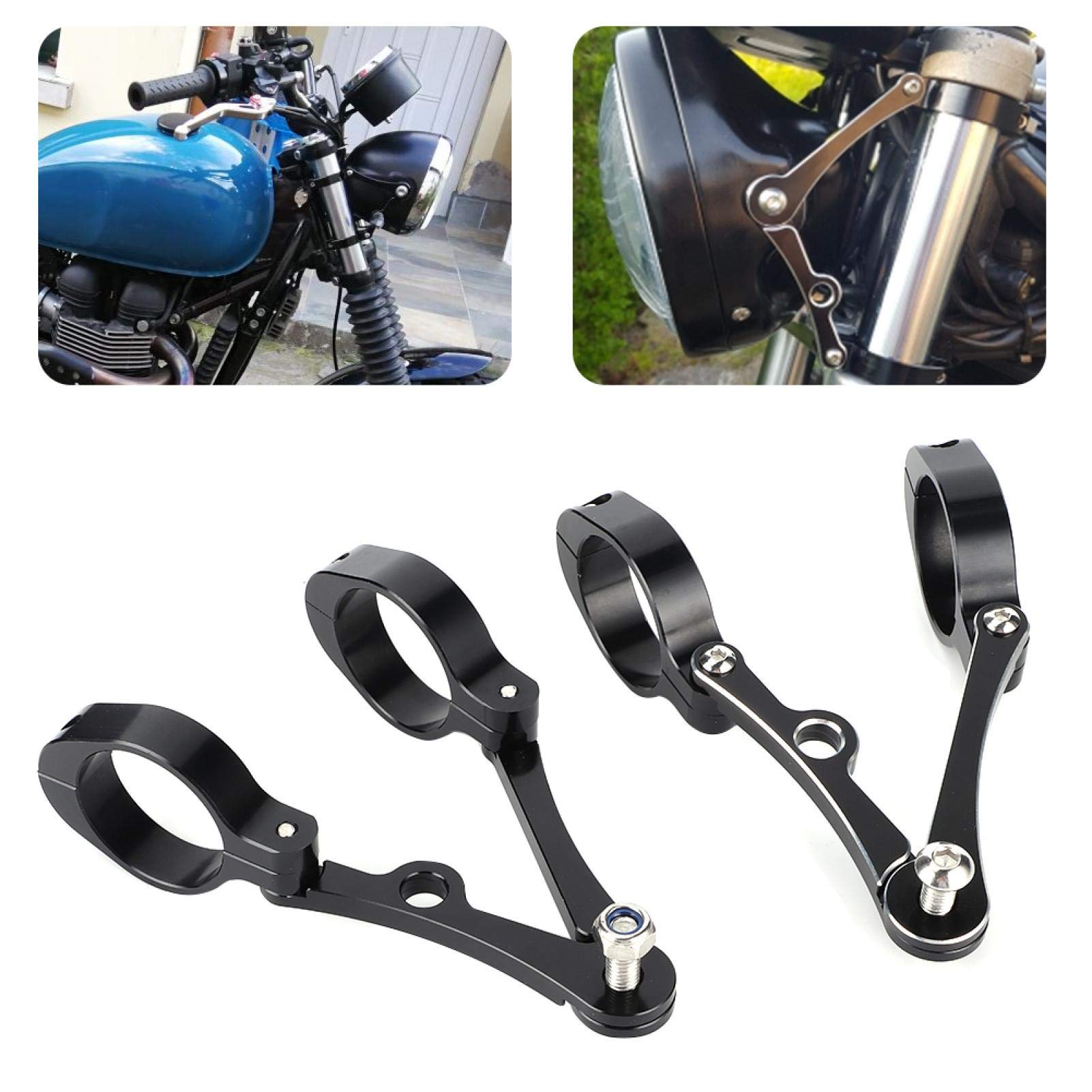 STAFFE LATERALI DI SUPPORTO IN ALLUMINIO LUCIDO PER FARO CAFE RACER Moto E Harley Davidson