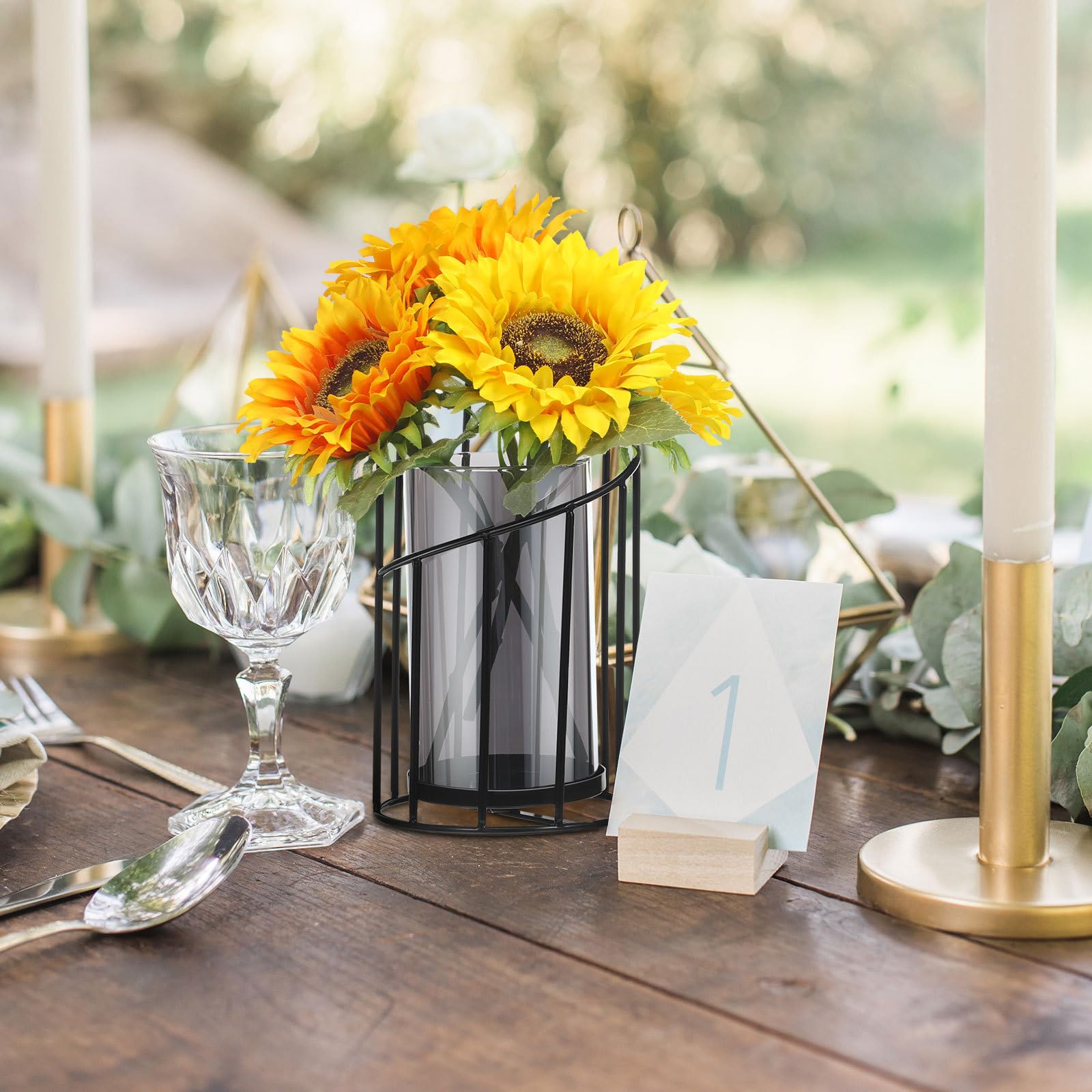 Mikikit 2 Stück Windlicht aus Glas und Eisen Moderner Hängender Kerzenleuchter als Multifunktionale Tischdekoration mit Geometrischem Design für Wohnzimmer und Hochzeit