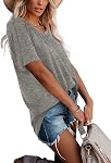 onlypuff Women Tunic Tops Tees Loose Casual Summer Ladies V Neck T-Shirts