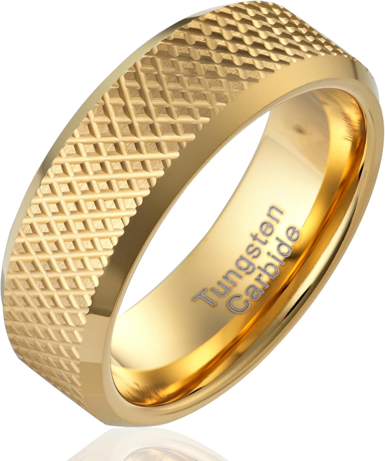 100S JEWELRY Knurl Tungsten Rings with Knurling Diamond Pattern Men Wedding Band 8mm wide Hypoallergenic Size 6-16