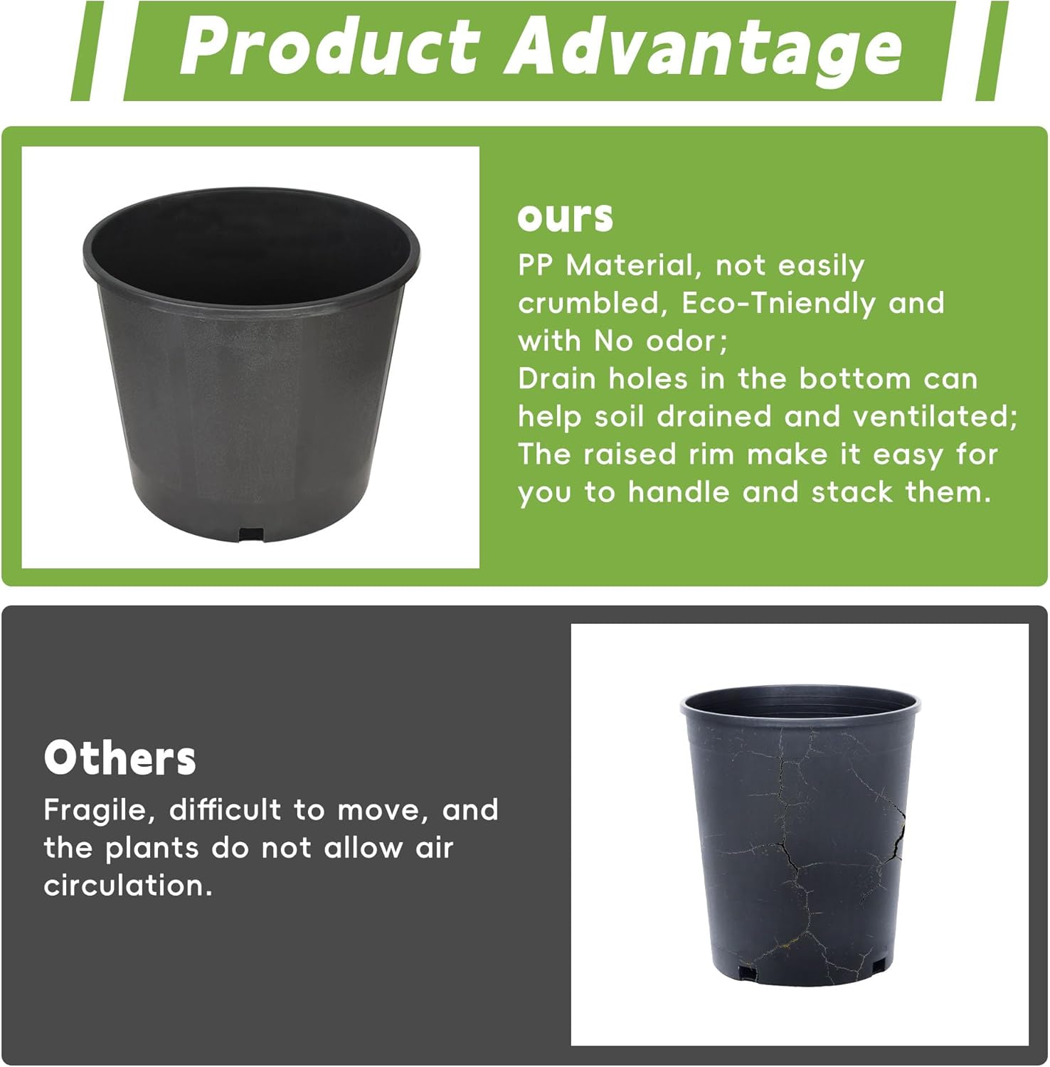 HOSTIC 3 Gallon Flexible Nursery Pots Gallon Pot with Drainage Holes Plastic Plant Container Suitable for Indoor Outdoor Vegetables Flowers Plants 10 PCS