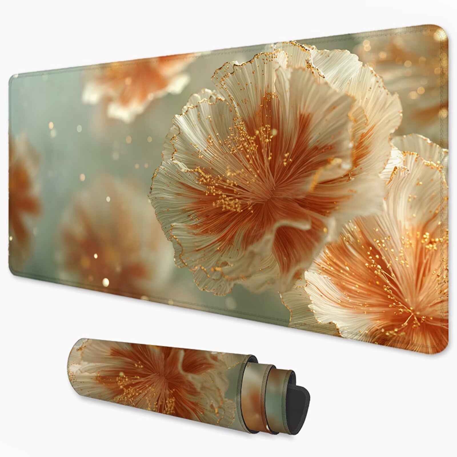 Pomarańczowa podkładka pod mysz XXL 1000 x 500 mm pod biurko z wodoodporną powierzchnią i antypoślizgową podstawą, podkładka pod mysz do biura, komputera, poprawia dokładność i szybkość 3Y-447