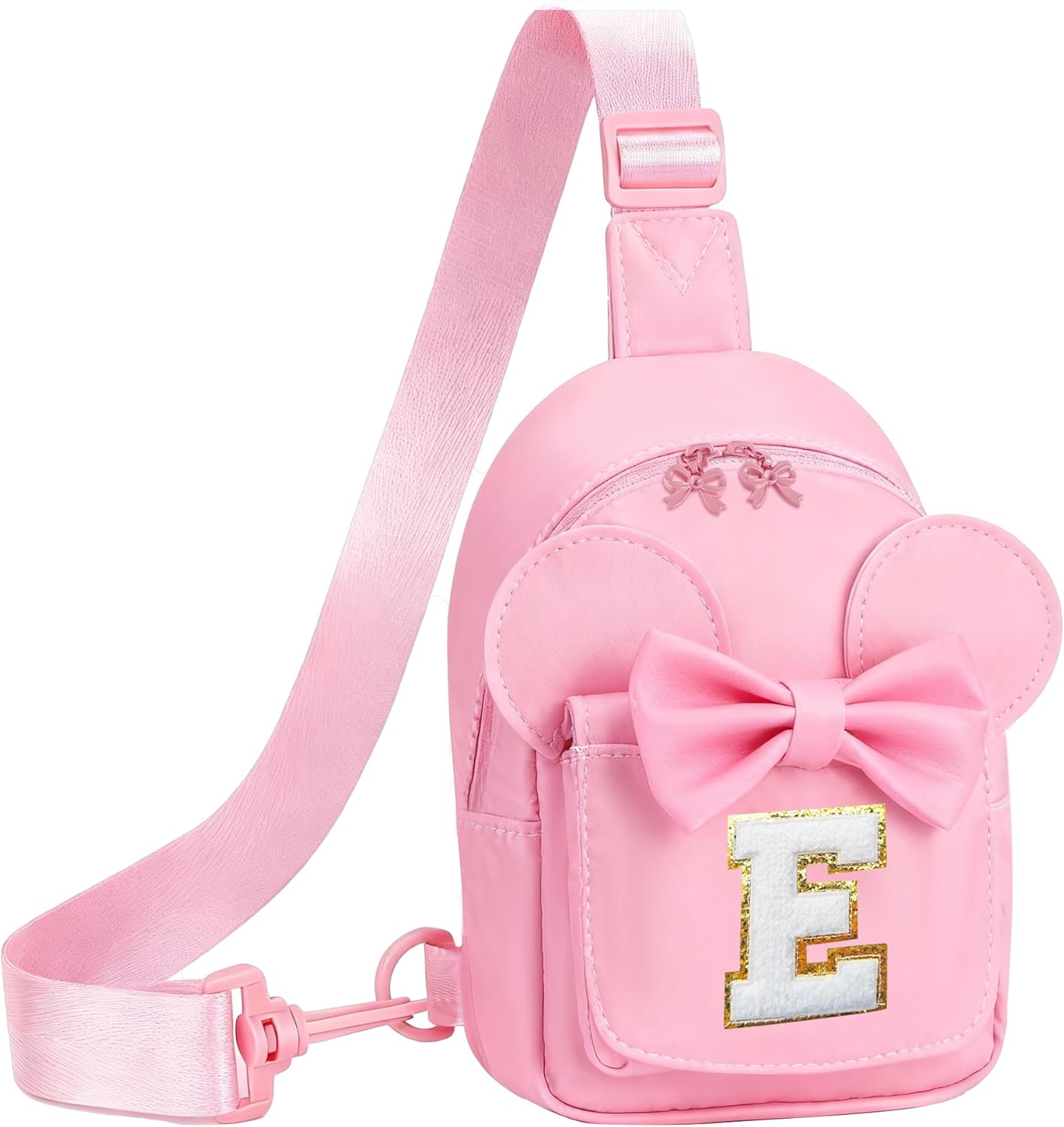 Birthday Gifts for 4 5 6 7 8 9 10 11 12 13 Year Old Girls Small Initial Sling Bag for Girls Fashion Waist Pack for Women Nylon Cute Crossbody Fanny Pack Pink E