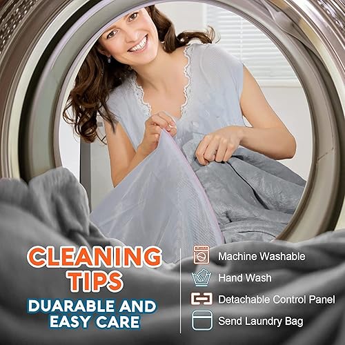 Miniatura 5 de Manta térmica eléctrica de tamaño matrimonial de 50 x 60 pulgadas manta eléctrica de lujo extra cálida ligera y acogedora para cama matrimonial con