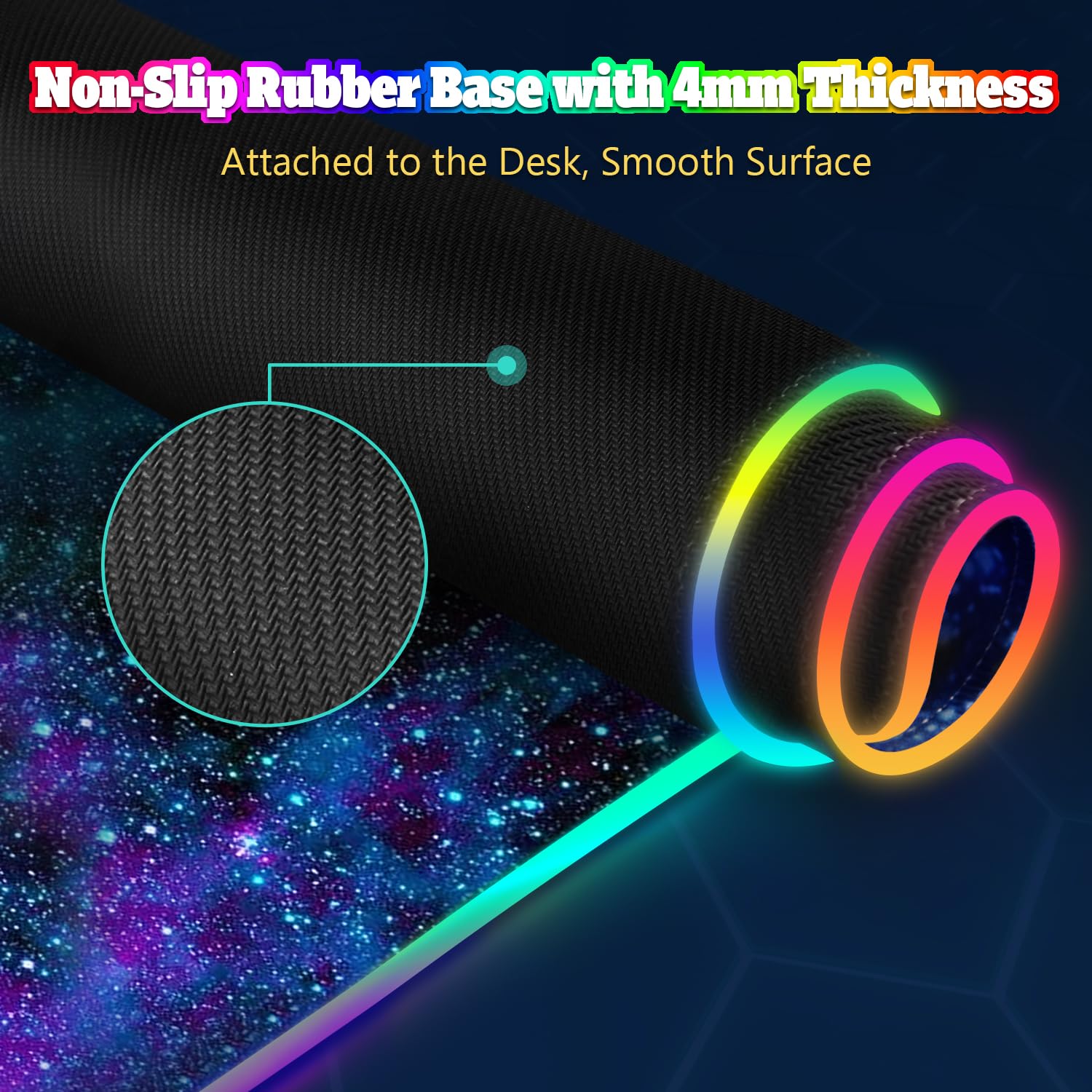 YQE Tappetino per mouse da gioco con ricarica wireless: tappetino da gioco RGB da 15 W per tastiera e mouse, grande tappetino LED con luce a 10 colori, base in gomma antiscivolo per giochi, PC, laptop