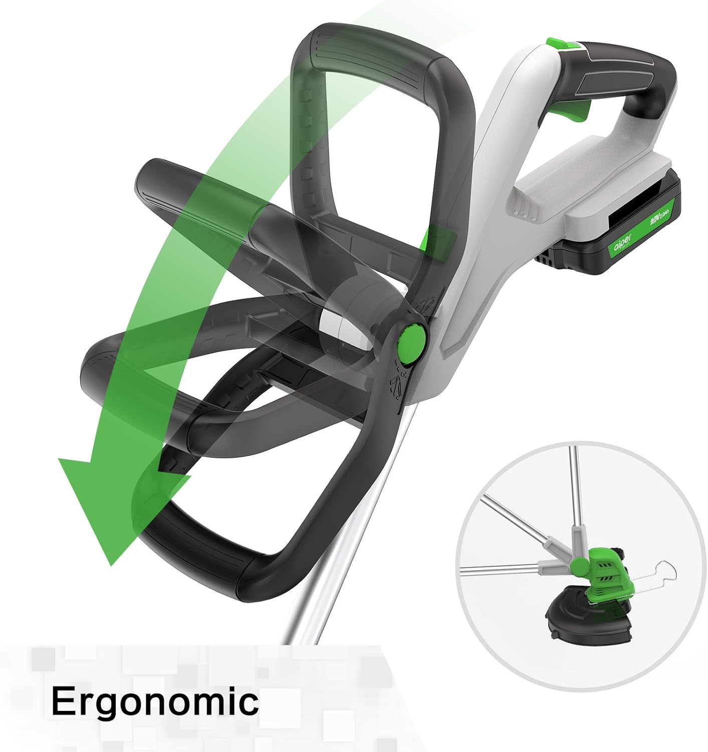 TOP оƒƒERS AIPER SMART 20V 12 Cordless String Trimmer/Edger, Detachable Weed Wacker with Two Batteries & Quick Charger, Weed Trimmer with 6 Spools, Lightweight&Maneuverable