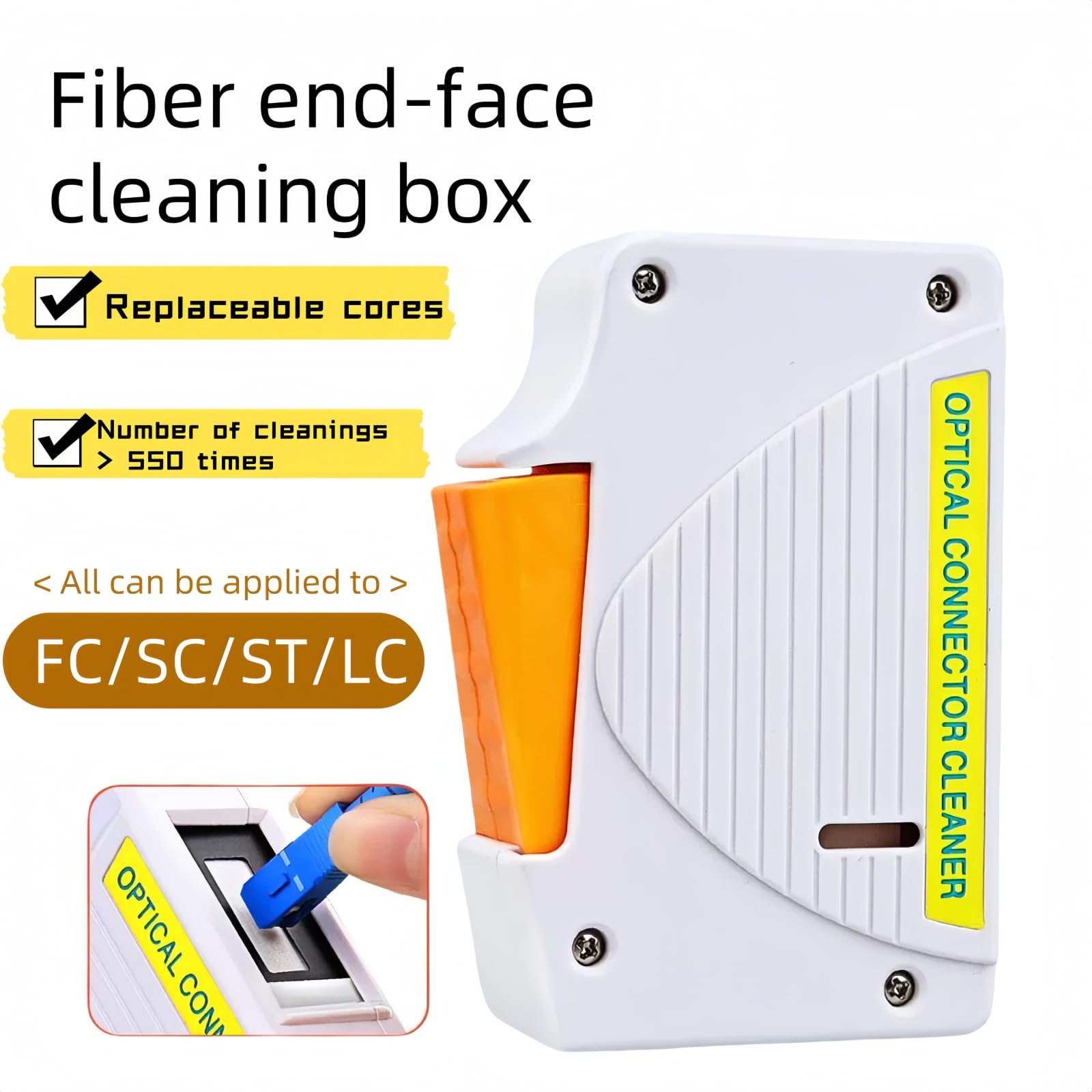 TXWTXPJ- 1pcs Fiber Optic Cleaning Box,for FC/SC/LC/ST End Faces & Optical Connectors,Cleans Over 500 Times