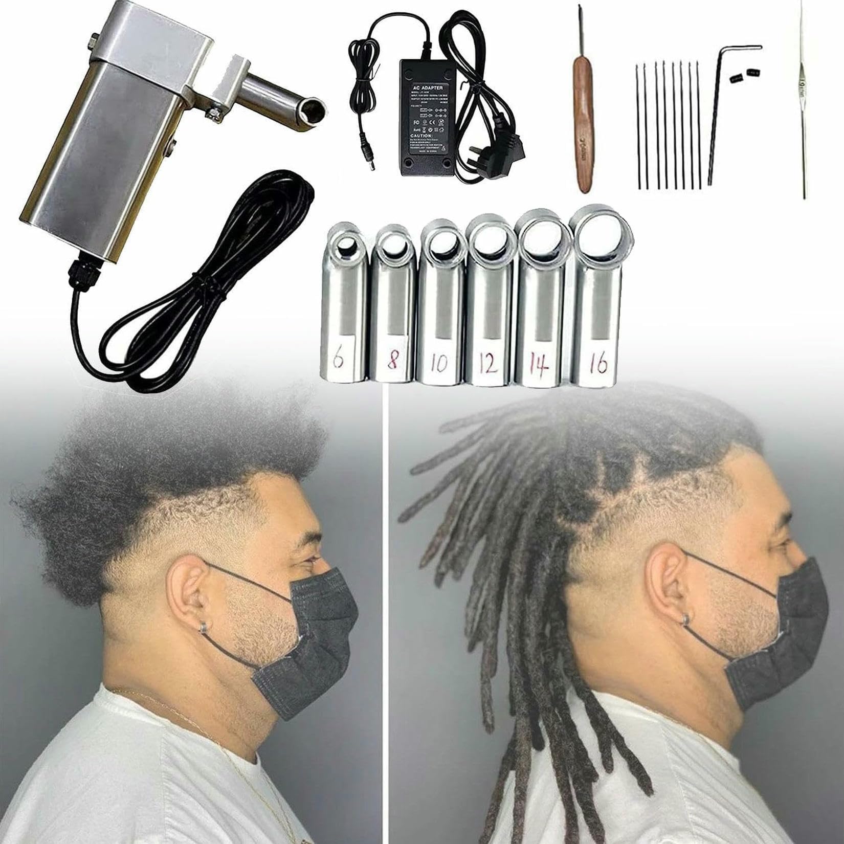 Máquina trenzadora de ganchillo dreadlock de 16mm para hacer extensiones de cabello humano rápido