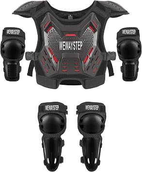 Kids Dirt Bike Gear Chest Protector Motocross Gear Motorcycle Body Armor Vest Youth Riding Gear Knee Shin Guard Elbow Pads for Cycling Ski Skateboard Skating Off-Road MTB ATV