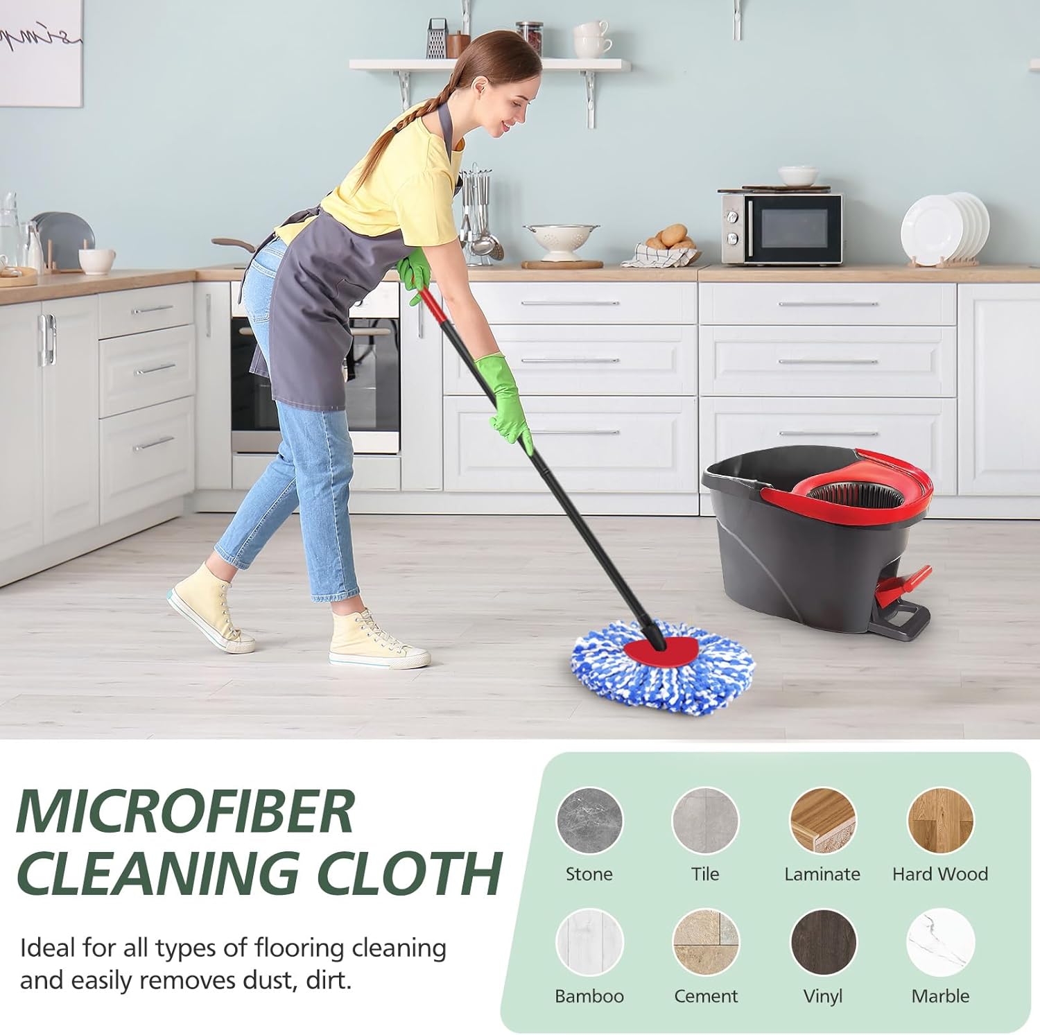 Spin Mop Refill Replacement Head patible with EasyWring 1-Tank System