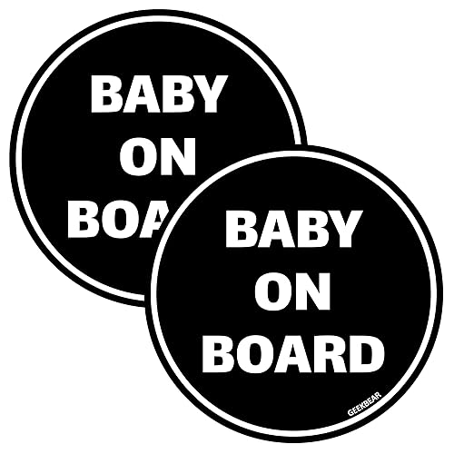 GEEKBEAR Adhesivo para automóvil de bebé a bordo, colorido, reflectante, resistente a la intemperie, circular de 4.7 x 4.7 pulgadas (negro, 2