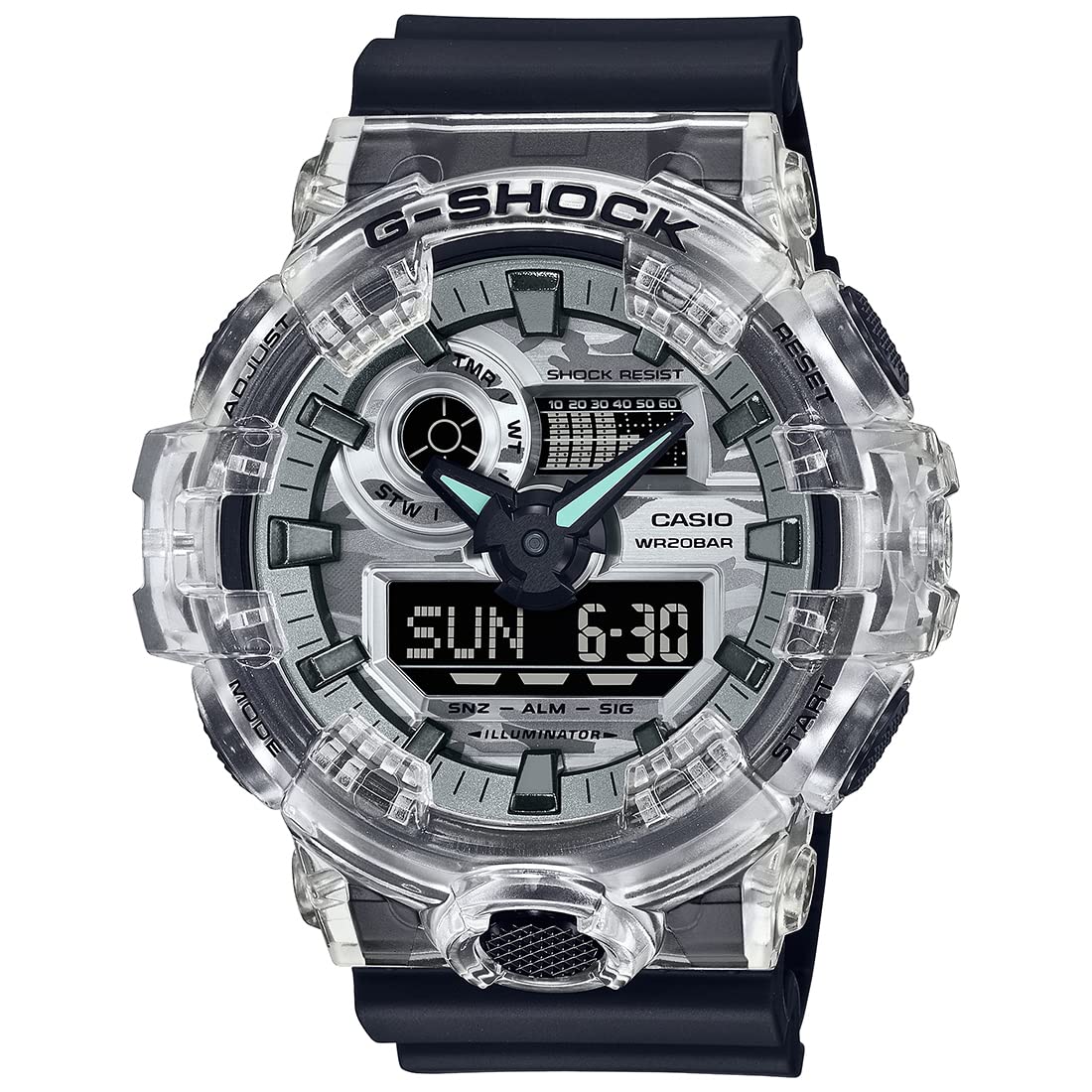 Casio G-Shock GA-700SKC-1ADR Camouflage Analog-Digital Dial Black Resin Strap Mens Watch Shock and 200M Water Resistant G1280 (B0BJ7NV22N) Amazon Price History, Amazon Price Tracker
