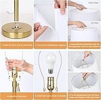 Vista 6 de 2 Pack 22"-30" Adjustable Height Table Lamps Set, Modern Gold Table Lamps with White Shade 3 Colour Temperature Pull Chain Tall Lamps for Living