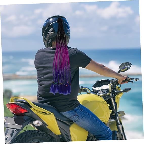 Braid Ponytail Motorcycle Helmet Decoration Creative Fake Braid for Helmets Stylish Hair Accessory Easy to Attach
